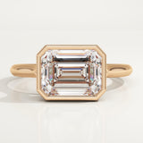 2.0 CT Emerald Cut Bezel Lab-Grown Diamond Engagement Ring