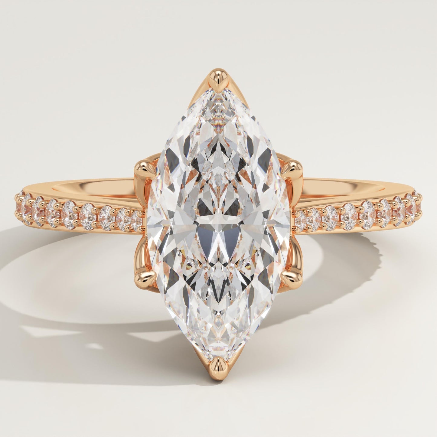 Marquise Cut Pave Cathedral Lab-Grown Diamond Engagement Ring