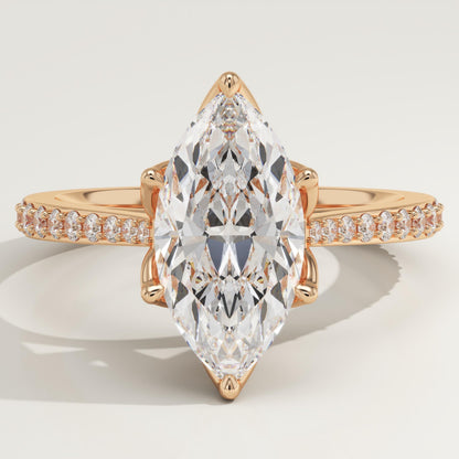 Marquise Cut Pave Cathedral Lab-Grown Diamond Engagement Ring