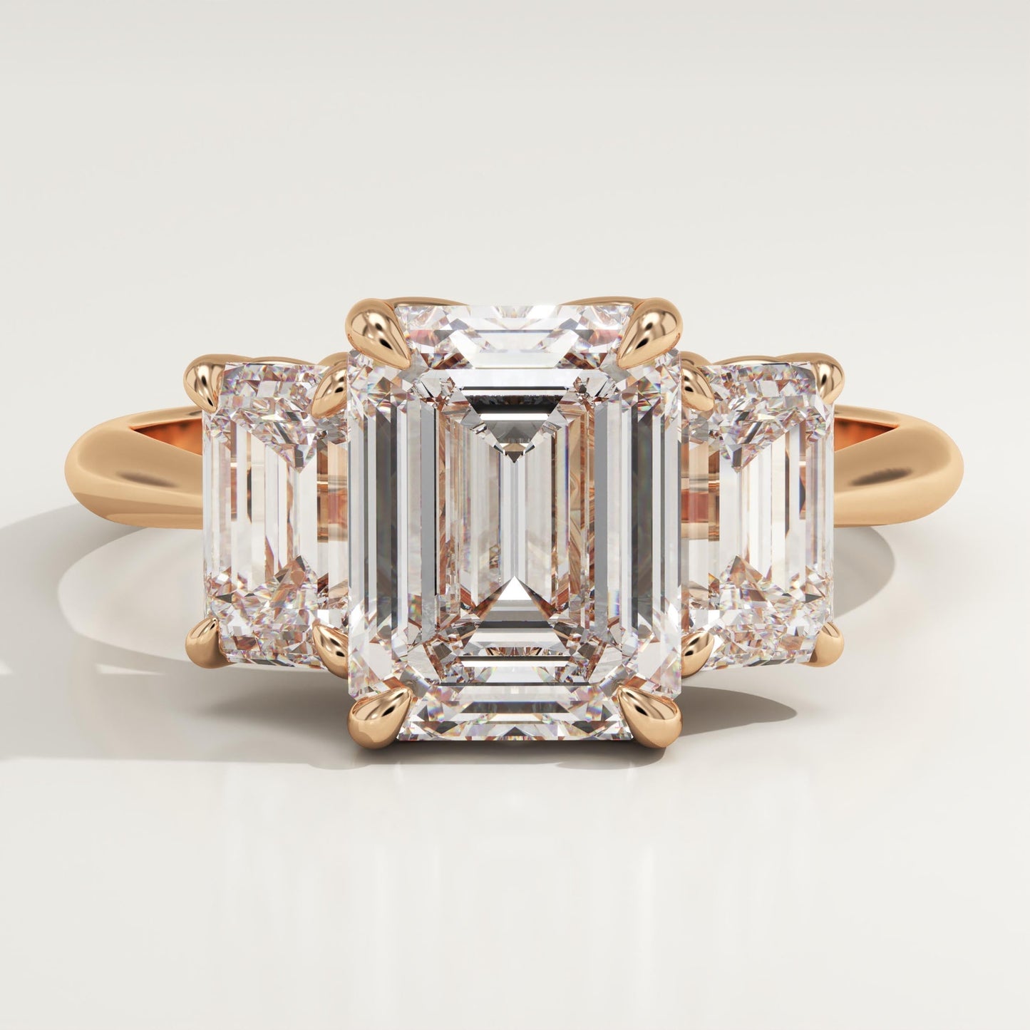 Emerald Cut Three Stone Lab-Grown Diamond Engagement Ring