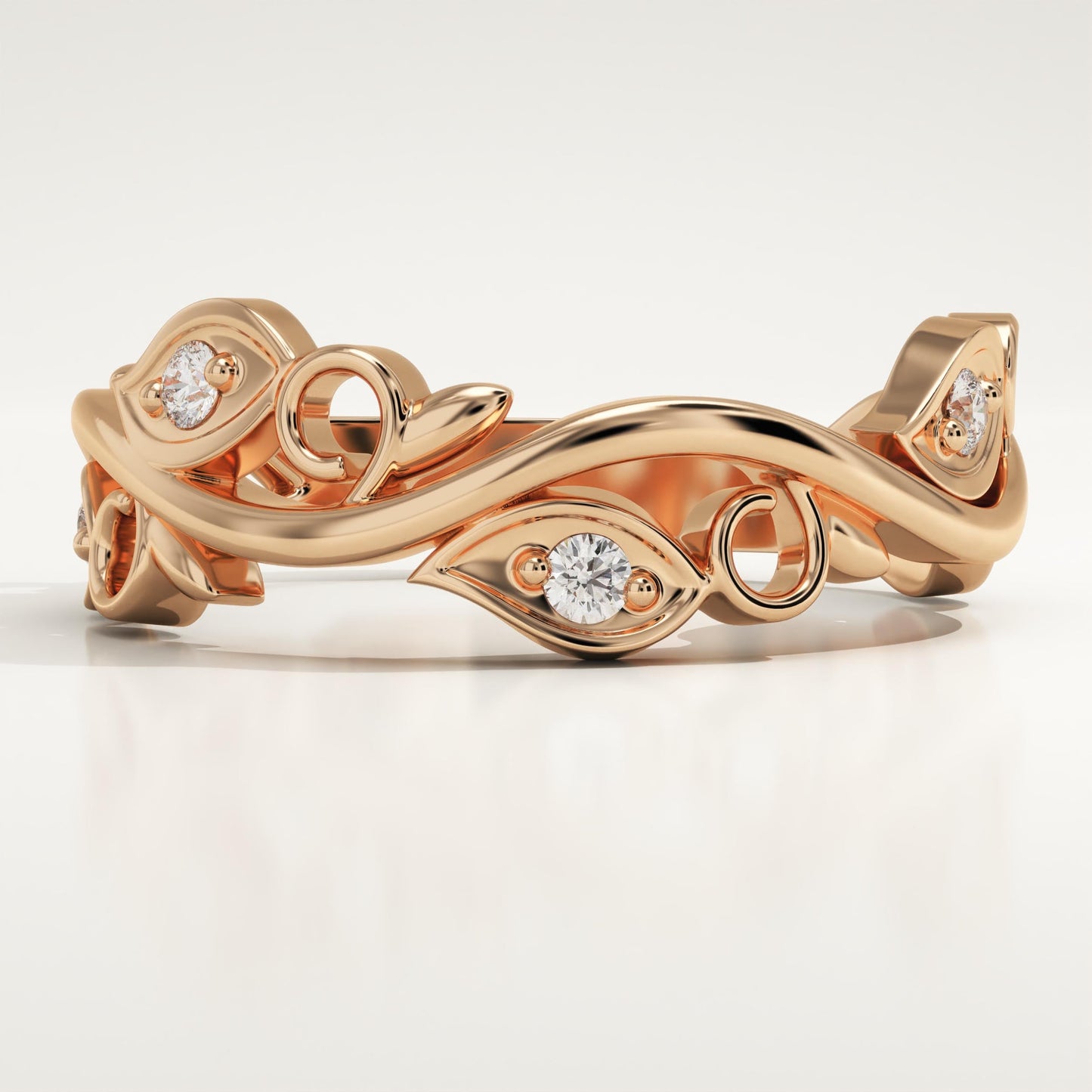 0.11 TCW Round Lab-Grown Diamond Twig Wedding Band