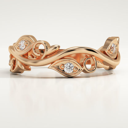 0.11 TCW Round Lab-Grown Diamond Twig Wedding Band