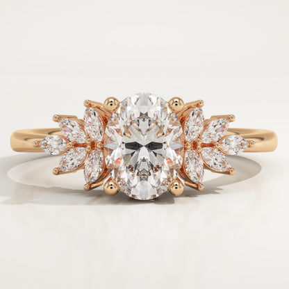 Oval Cut Cluster Lab-Grown Diamond Engagement Ring