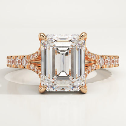 Emerald Cut Pave Split Shank Lab-Grown Diamond Engagement Ring