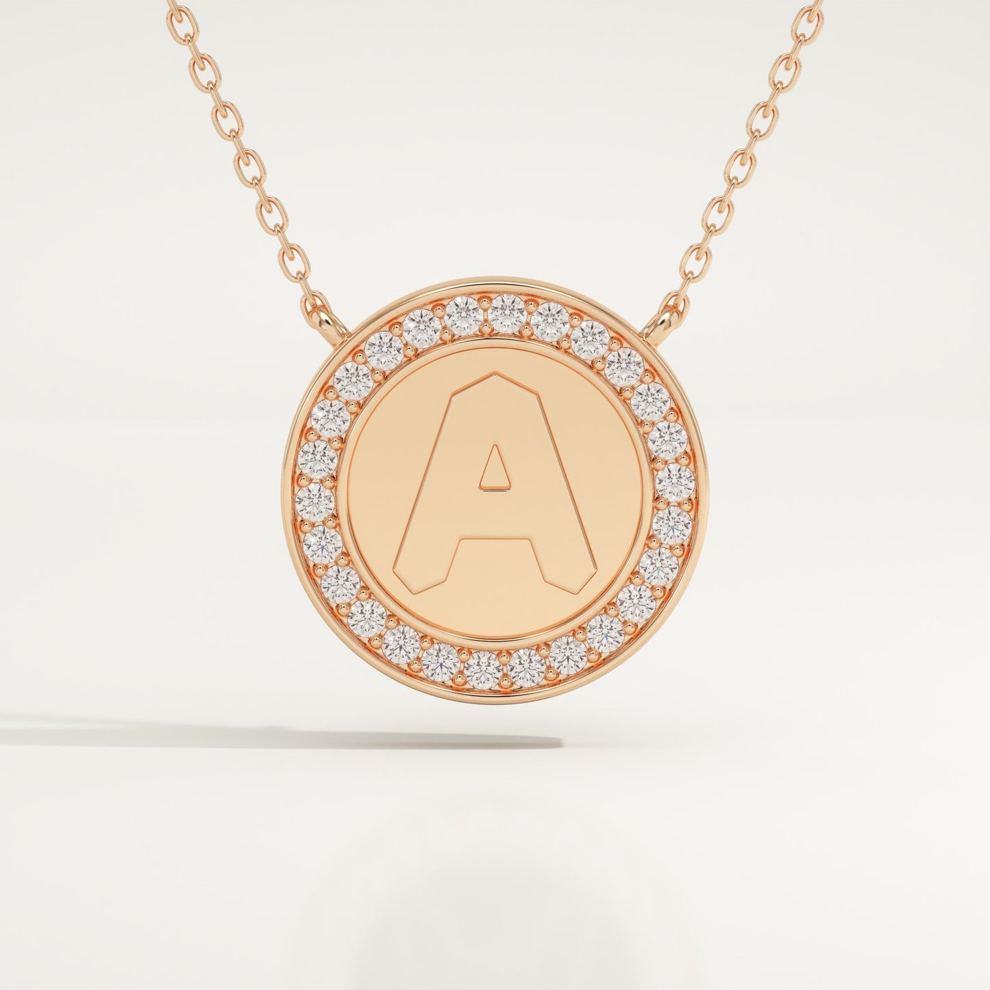0.17 TCW Round Lab-Grown Diamond A Initial Necklace