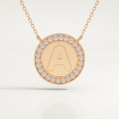 0.17 TCW Round Lab-Grown Diamond A Initial Necklace