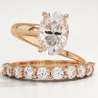Oval Cut Pave Lab-Grown Diamond Engagement Ring