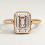 2.0 CT Emerald Cut Bezel Lab-Grown Diamond Engagement Ring