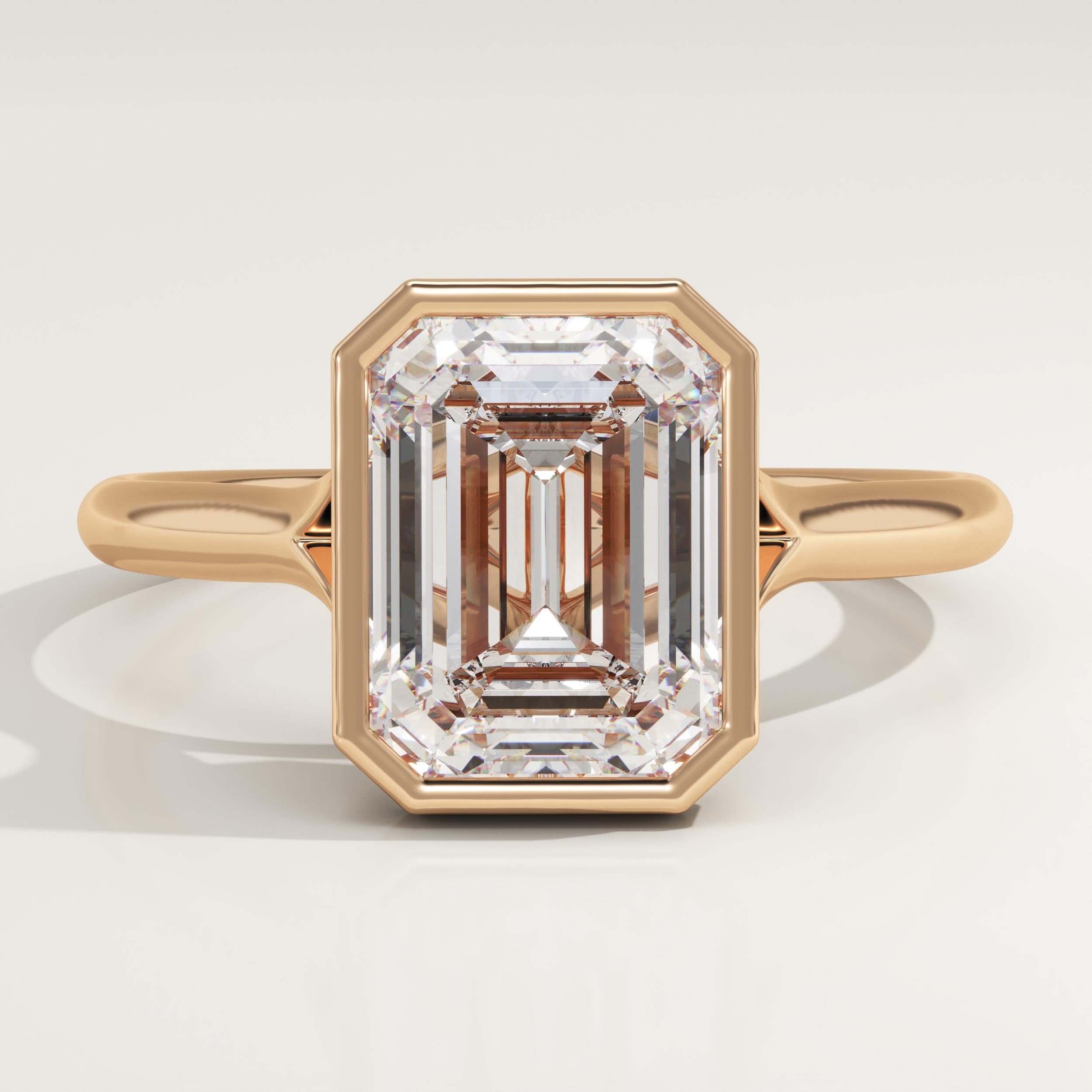 2.0 CT Emerald Cut Bezel Lab-Grown Diamond Engagement Ring