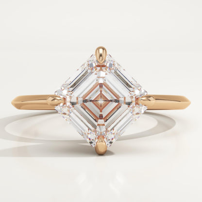 2.25 CT Asscher Cut Solitaire Moissanite Engagement Ring