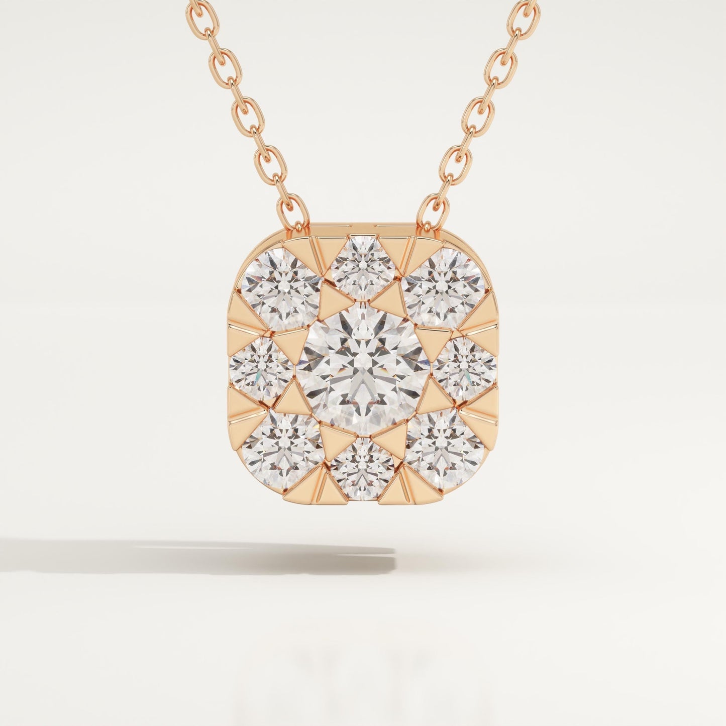 1.16 TCW Round Lab-Grown Diamond Cushion Charm Necklace