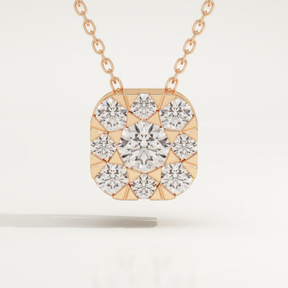 1.16 TCW Round Lab-Grown Diamond Cushion Charm Necklace