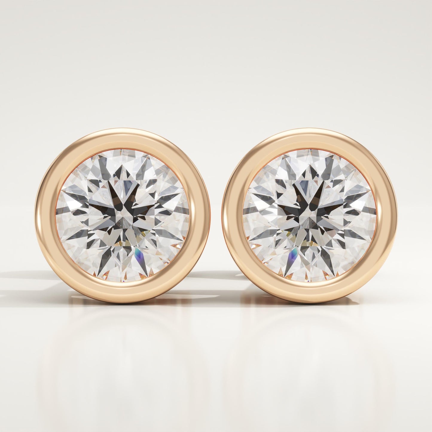1 TCW Round Bezel Lab-Grown Diamond Stud Earrings