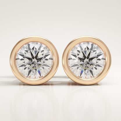 1 TCW Round Bezel Lab-Grown Diamond Stud Earrings