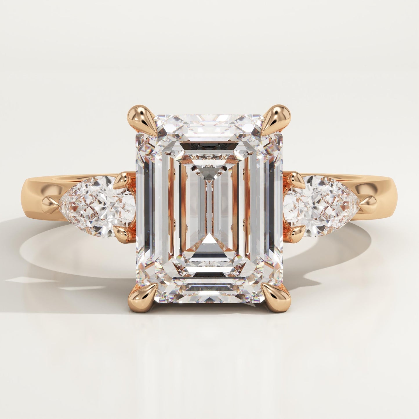 Emerald Cut Three Stone Lab-Grown Diamond Engagement Ring
