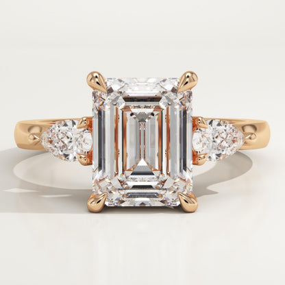 Emerald Cut Three Stone Lab-Grown Diamond Engagement Ring