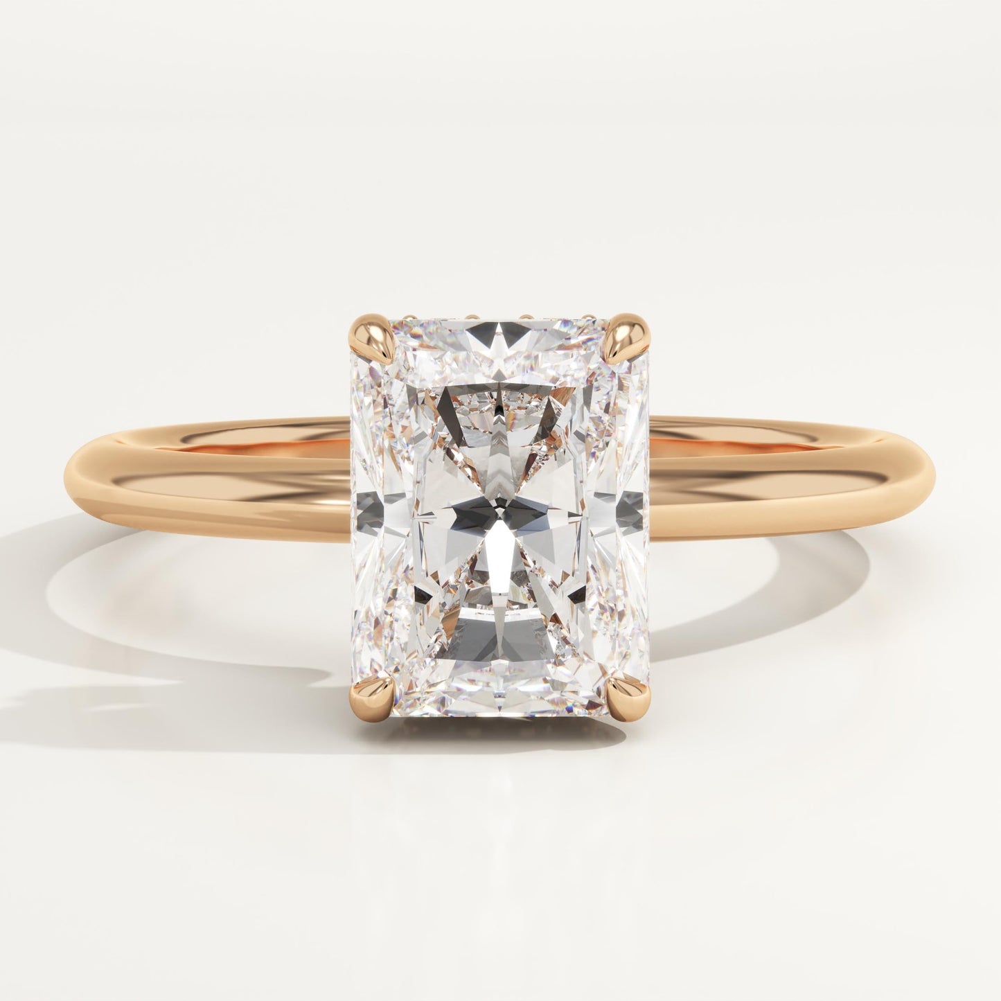 2 CT Radiant Cut Hidden Halo Moissanite Engagement Ring