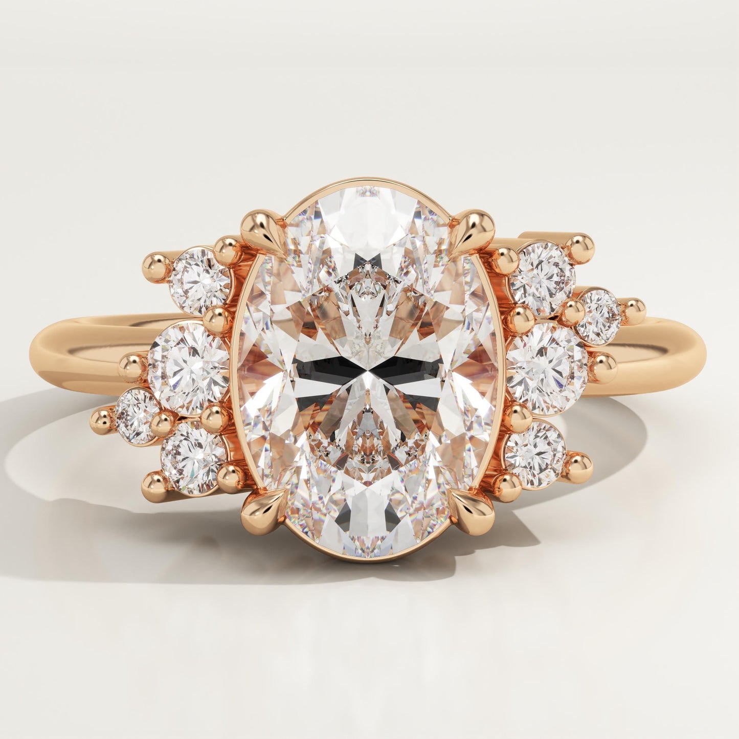 Oval Cut Cluster Lab-Grown Diamond Engagement Ring