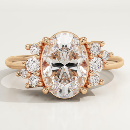 Oval Cut Cluster Lab-Grown Diamond Engagement Ring