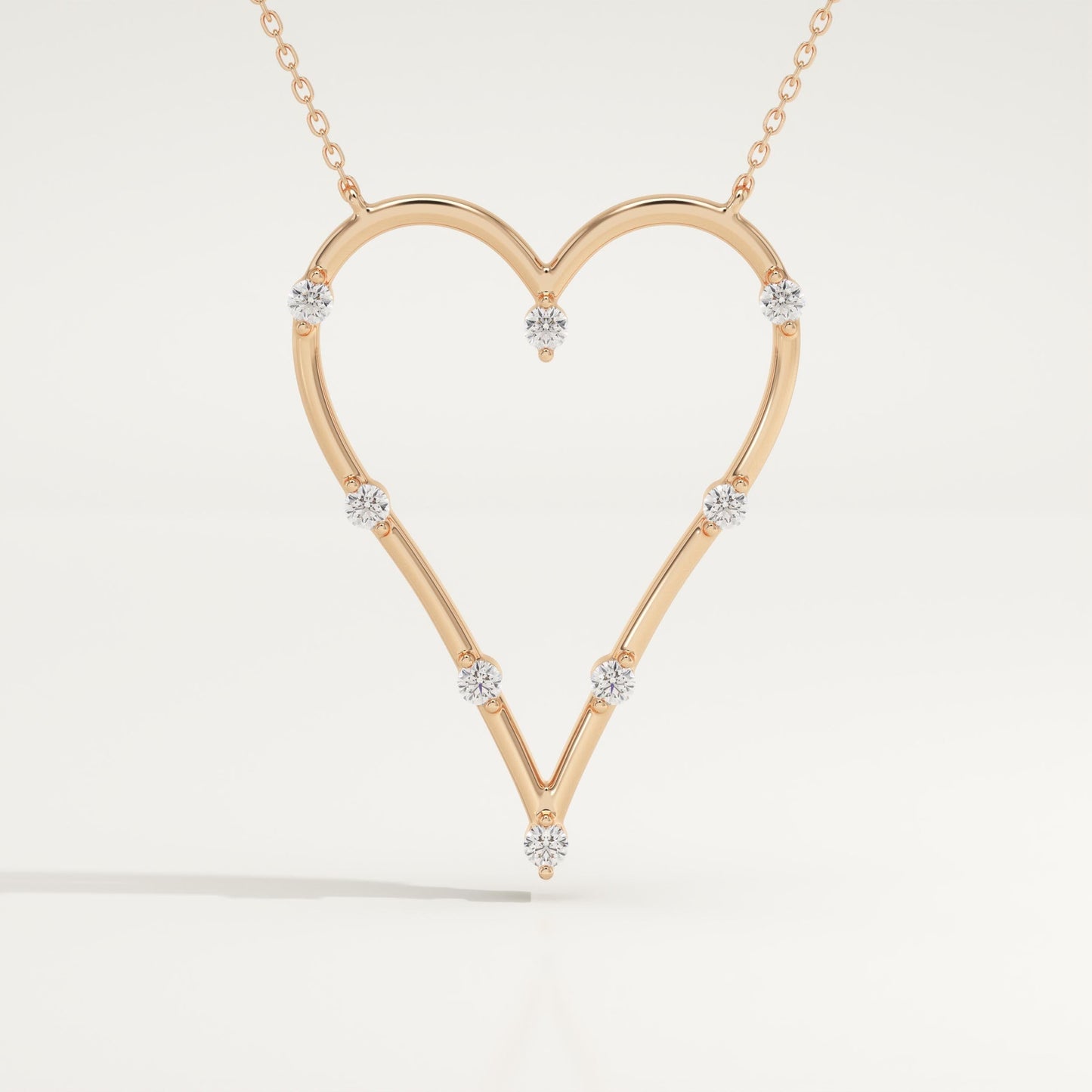 0.24 TCW Round Lab-Grown Diamond Heart Shaped Necklace