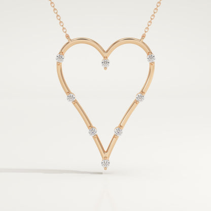 0.24 TCW Round Lab-Grown Diamond Heart Shaped Necklace