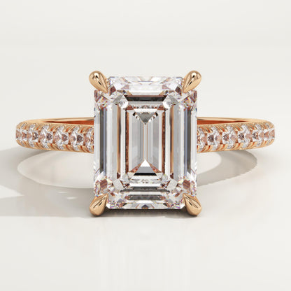 Emerald Cut Hidden Halo & Pave Cathedral Lab-Grown Diamond Engagement Ring