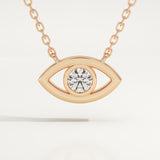 0.08 CT Round Lab-Grown Diamond Evil Eye Charm Necklace