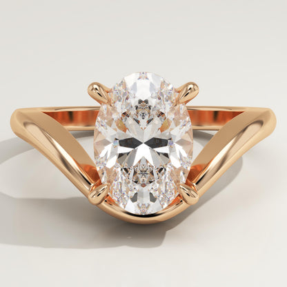 Oval Cut Curved Lab-Grown Diamond Engagement Ring