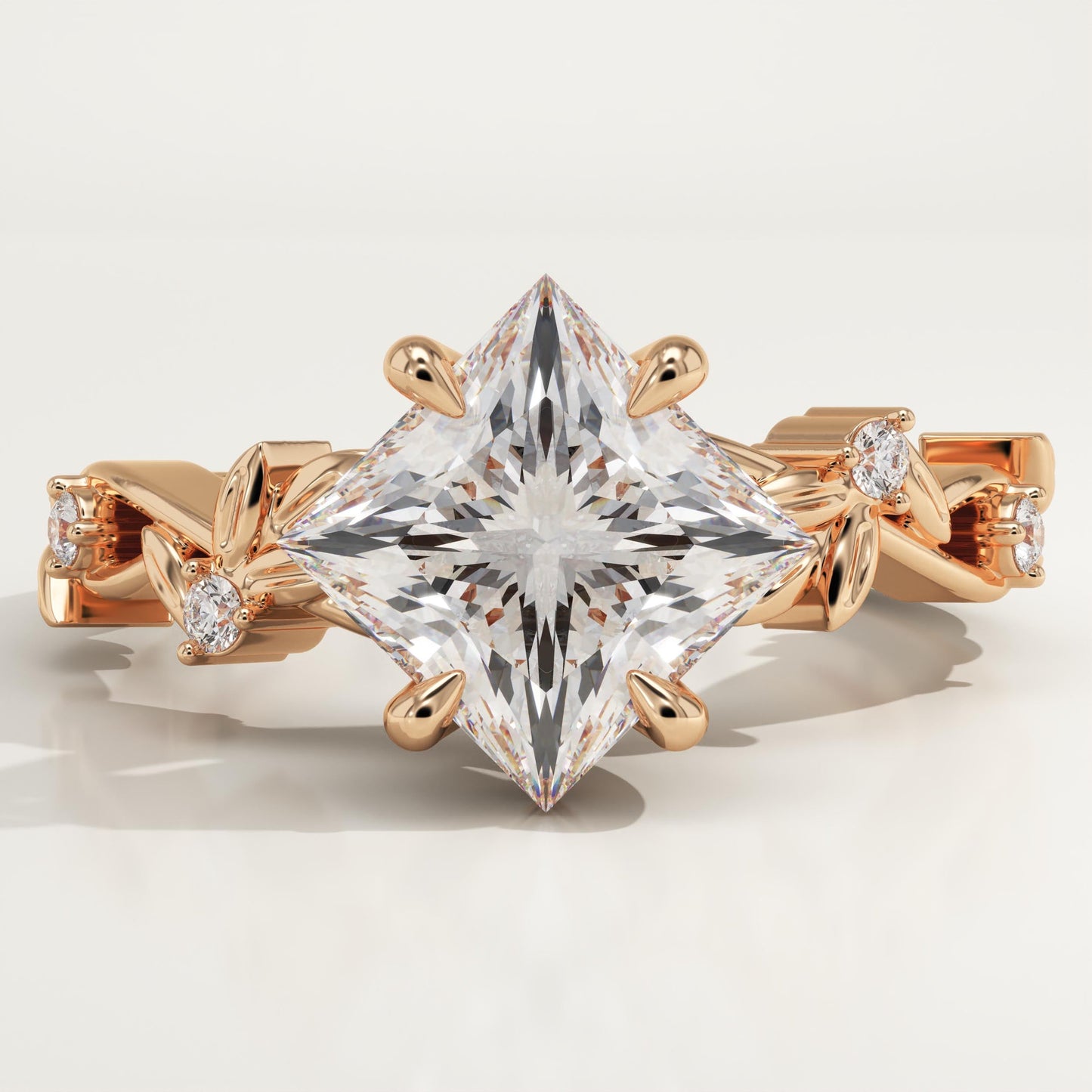 Princess Cut Nature Inspired Lab-Grown Diamond Engagement Ring
