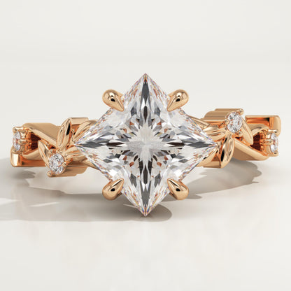 Princess Cut Nature Inspired Lab-Grown Diamond Engagement Ring