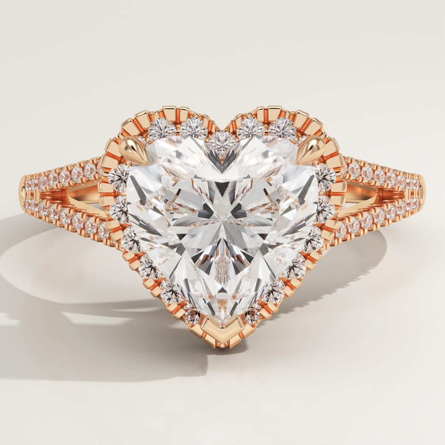 Heart Cut Halo & Pave Split Shank Lab-Grown Diamond Engagement Ring