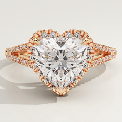 Heart Cut Halo & Pave Split Shank Lab-Grown Diamond Engagement Ring