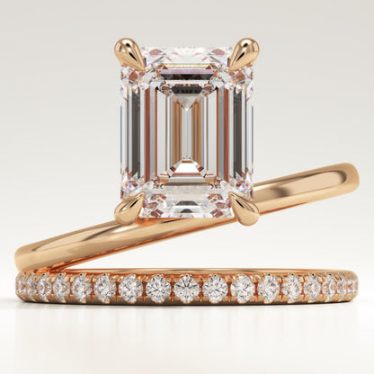 Emerald Cut Pave Lab-Grown Diamond Engagement Ring