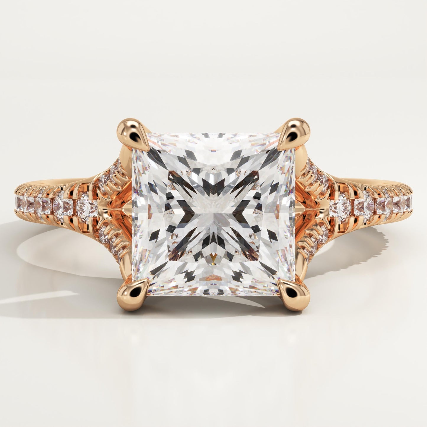 Princess Cut Pave Split Shank Lab-Grown Diamond Engagement Ring