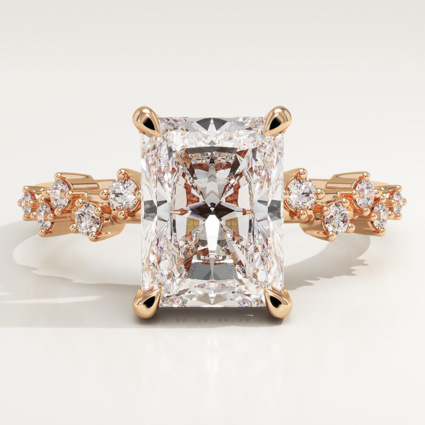 Radiant Cut Hidden Halo & Pave Lab-Grown Diamond Engagement Ring