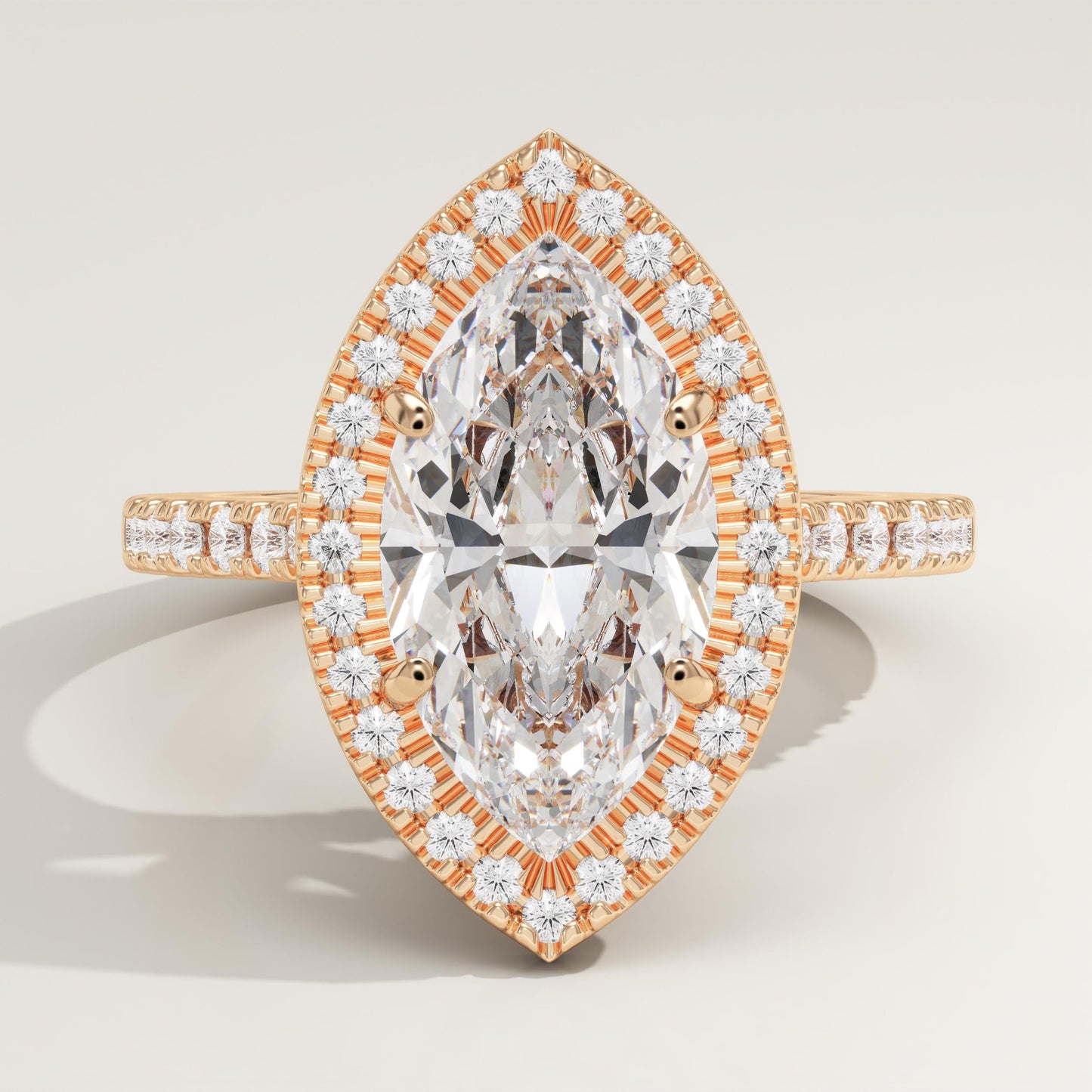 Marquise Cut Halo & Pave Lab-Grown Diamond Engagement Ring