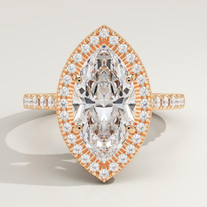Marquise Cut Halo & Pave Lab-Grown Diamond Engagement Ring