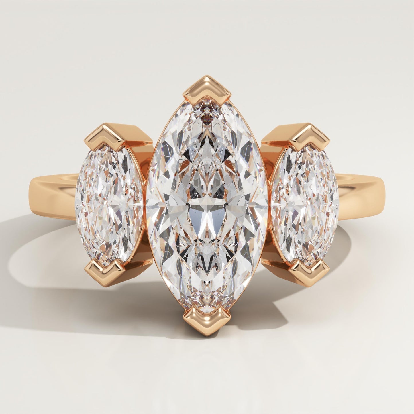 Marquise Cut Three Stone Lab-Grown Diamond Engagement Ring