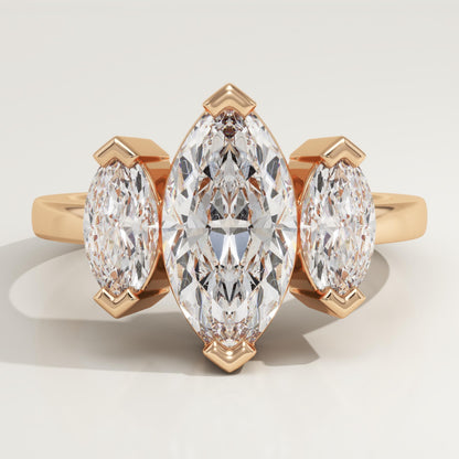 Marquise Cut Three Stone Lab-Grown Diamond Engagement Ring