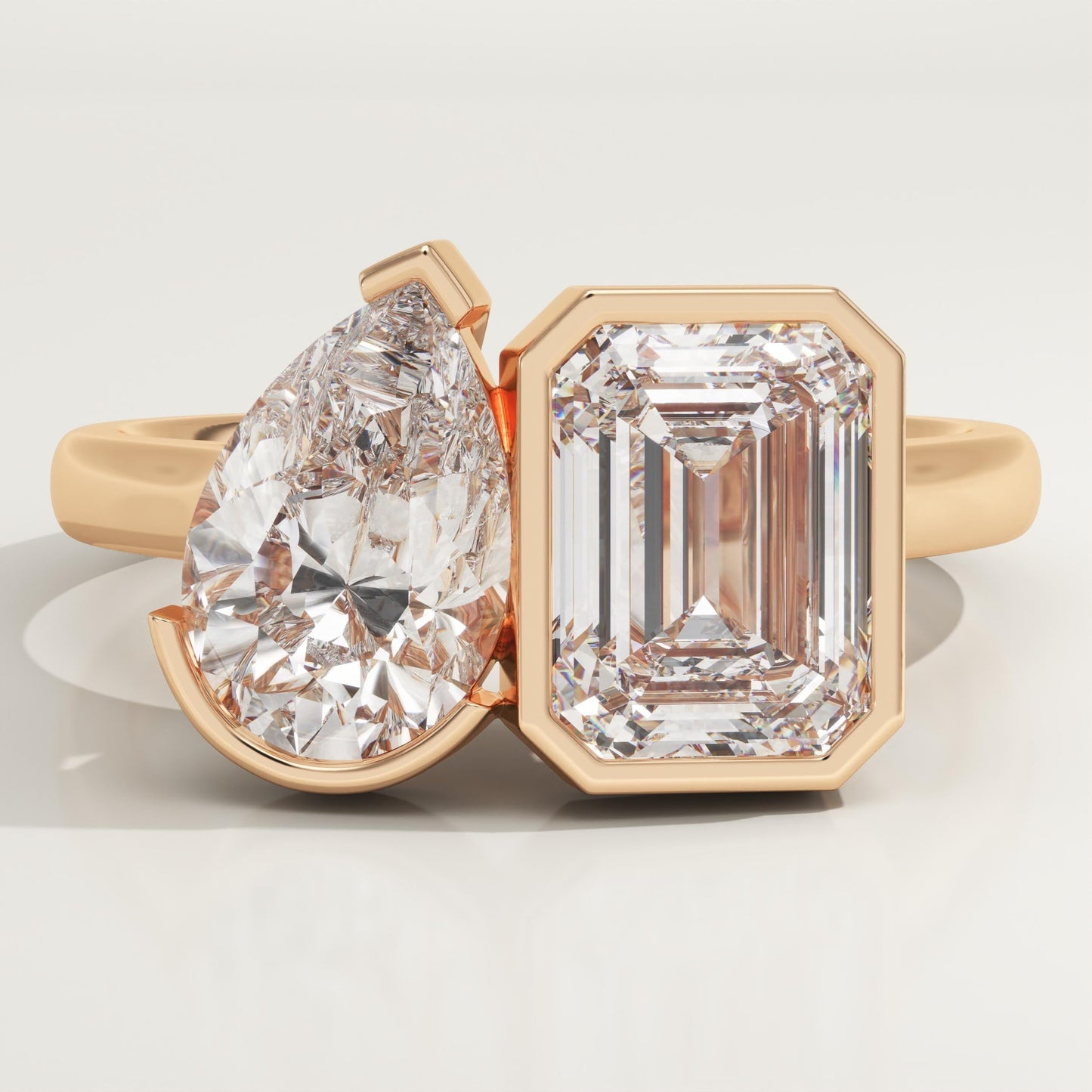 3 TCW Pear & Emerald Cut Toi Et Moi Lab-Grown Diamond Engagement Ring