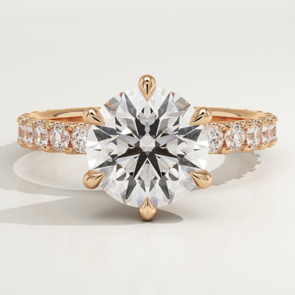 2 CT Round Cut Pave Moissanite Engagement Ring