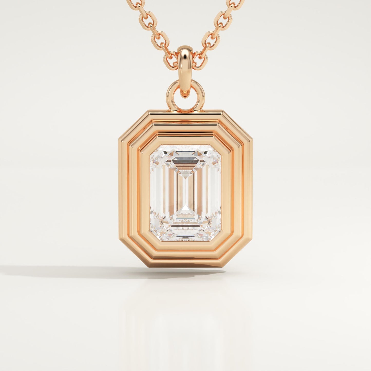 2 CT Emerald Lab-Grown Diamond Solitaire & Bezel Necklace