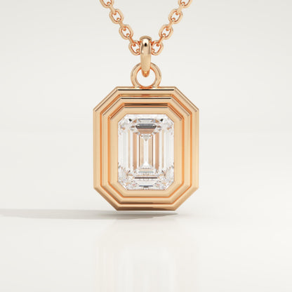 2 CT Emerald Lab-Grown Diamond Solitaire & Bezel Necklace