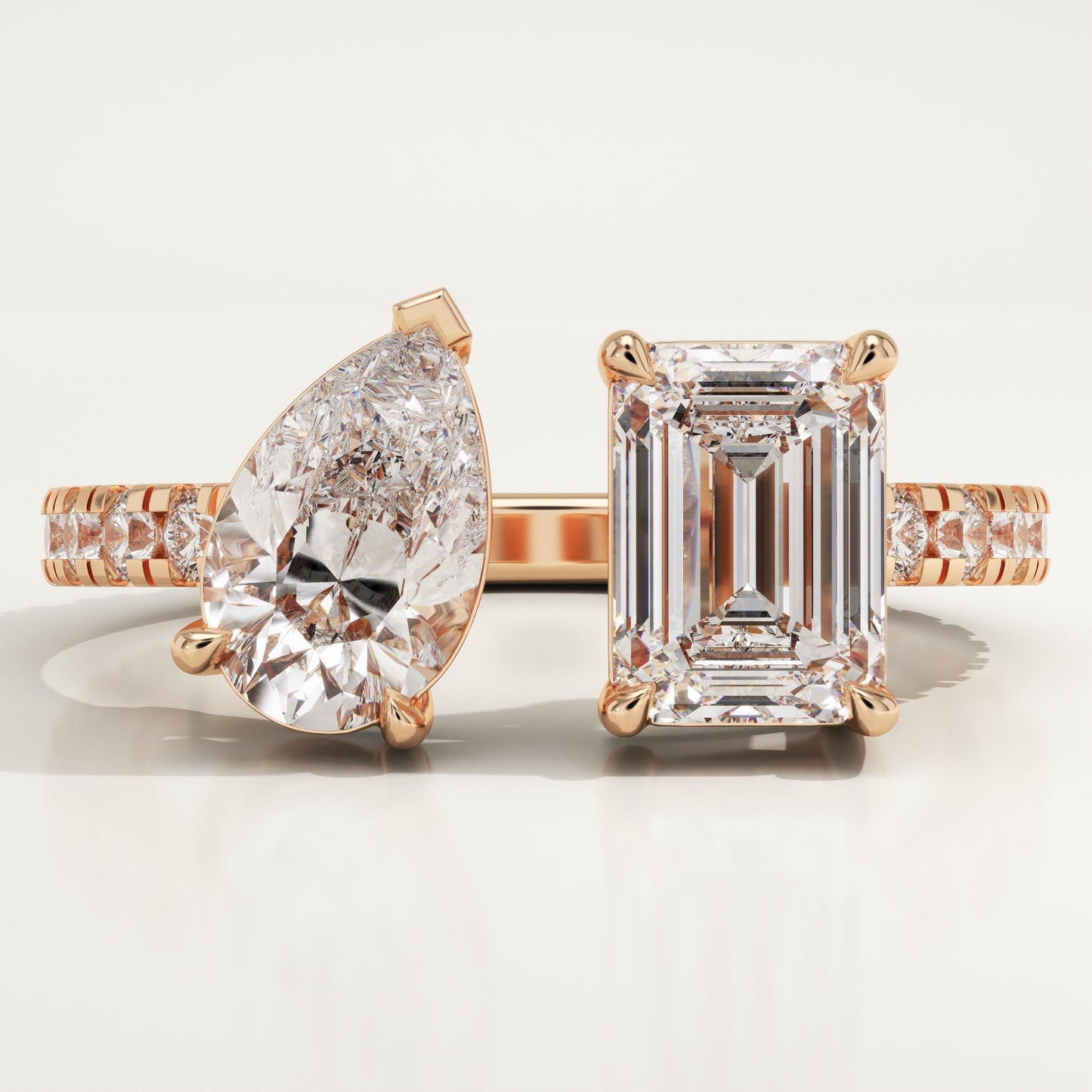 1.75 TCW Pear & Emerald Cut Toi Et Moi Pave Lab-Grown Diamond Engagement Ring