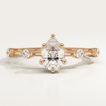 Pear Cut Dainty Pave Lab-Grown Diamond Engagement Ring