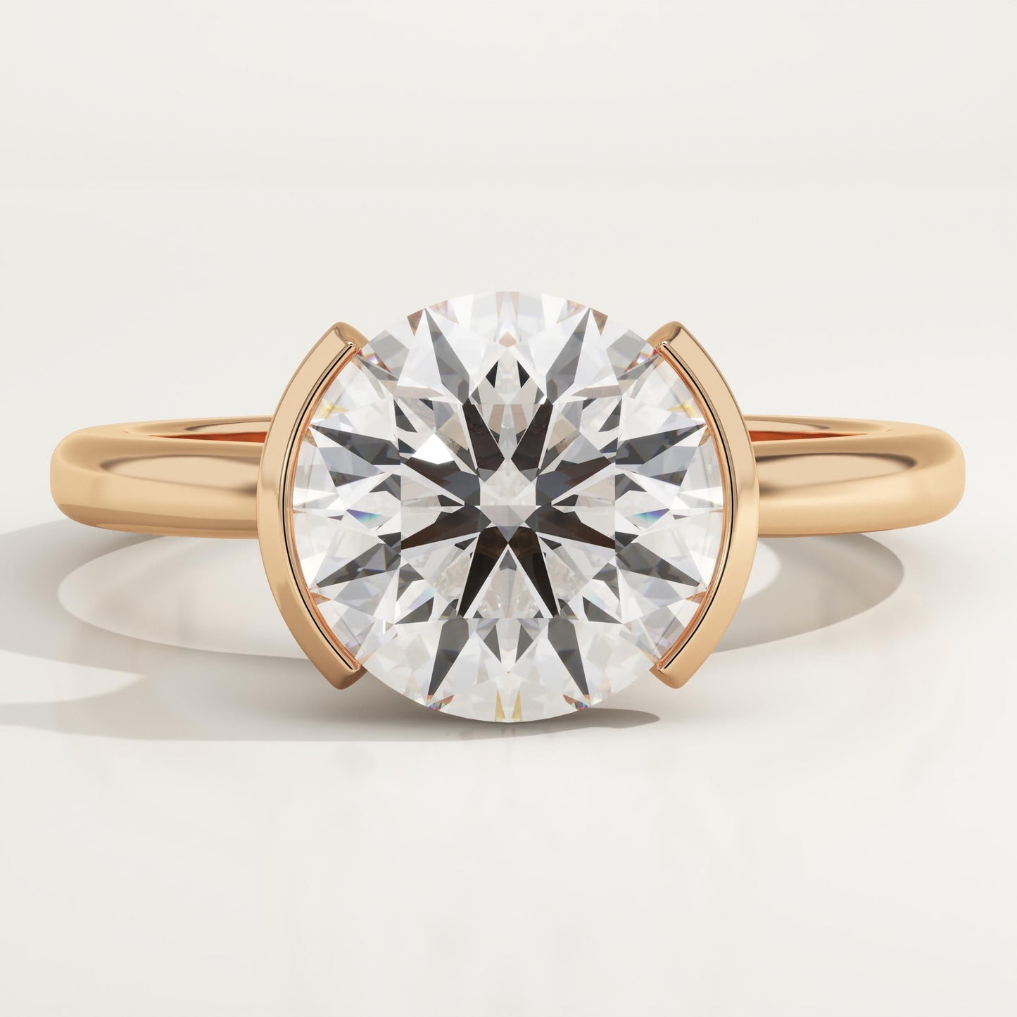 Round Cut Half Bezel Lab-Grown Diamond Engagement Ring