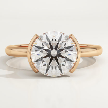 Round Cut Half Bezel Lab-Grown Diamond Engagement Ring