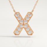 0.31 TCW Round Lab-Grown Diamond X Initial Necklace
