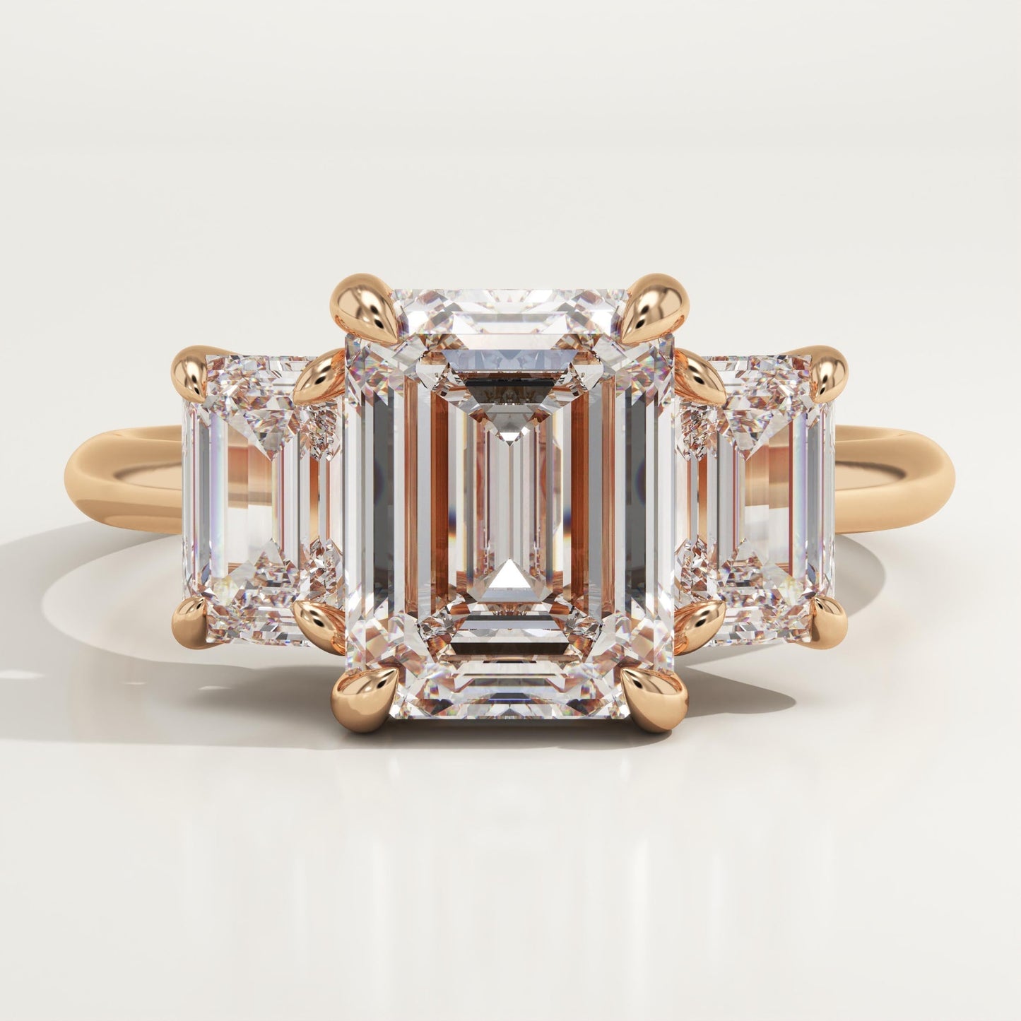 Emerald Cut Three Stone Lab-Grown Diamond Engagement Ring