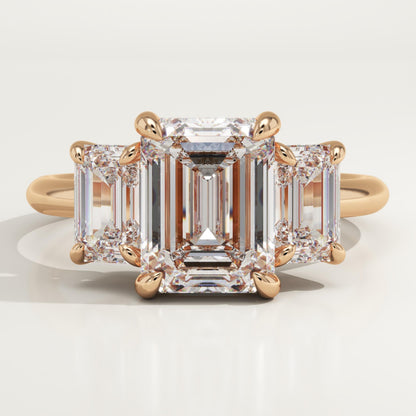 Emerald Cut Three Stone Lab-Grown Diamond Engagement Ring